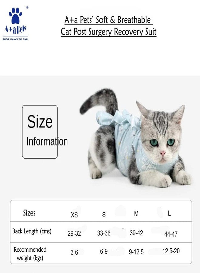 A+a Pets' Soft & Breathable Cat Post Surgery Recovery Suit (Grey, Medium) - Image 5